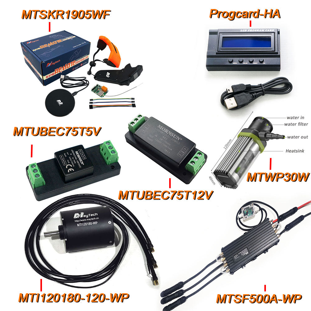 MAYRC Waterproof ESC Kit 500A 6-14S &120KV 200KV Motor 85165 120116 120180 18.8KW Engine with Water Cooling