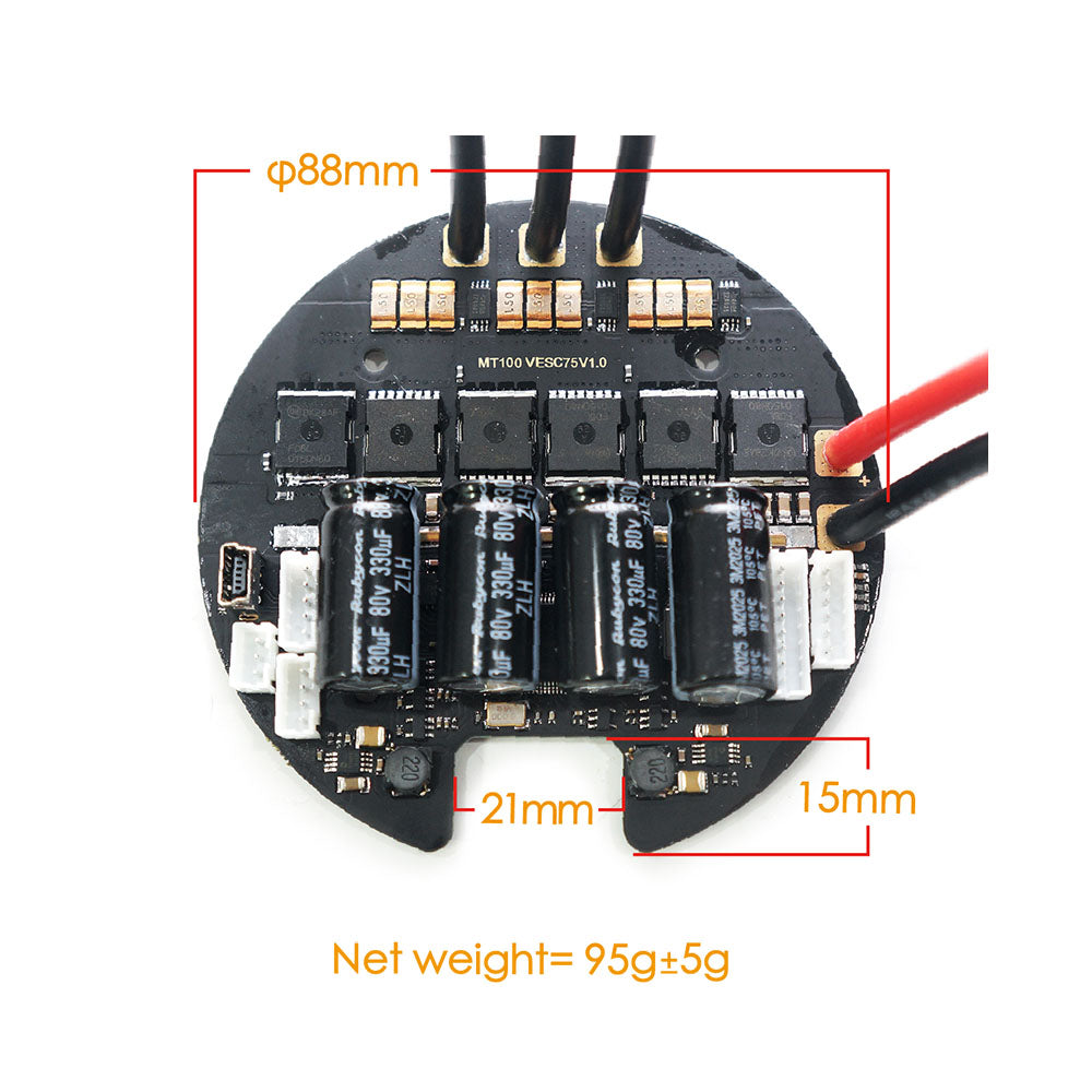 Maytech New MTSVESC7.5R Round Shape 50A 75V High Voltage Electric Speed Controller Based on V6 for Robotics ROV Remote Control Lawn Mower Robot