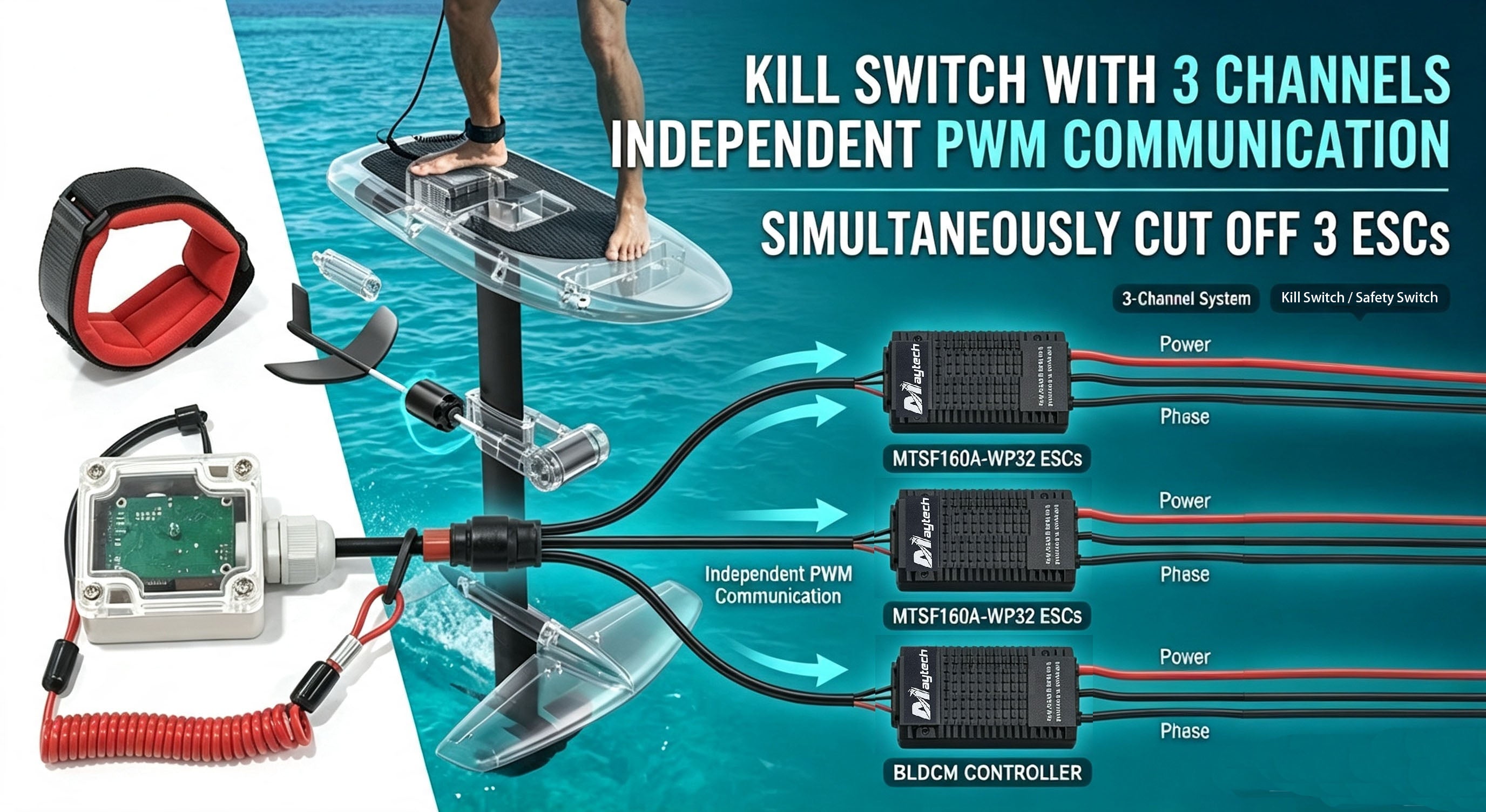 Update of Maytech Kill Switch: Simultaneously Control 1-3 Motor / ESCs !