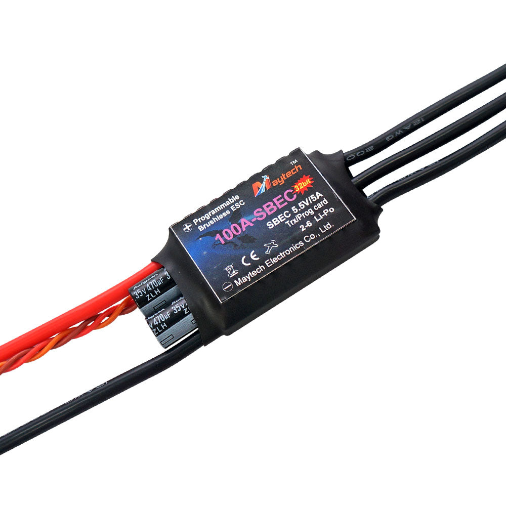 Maytech 100A 2-6S SBEC 5.5V/5A Brushless ESC MT100A-SBEC-FP32 Motor Controller for RC Airplane / Helicopter