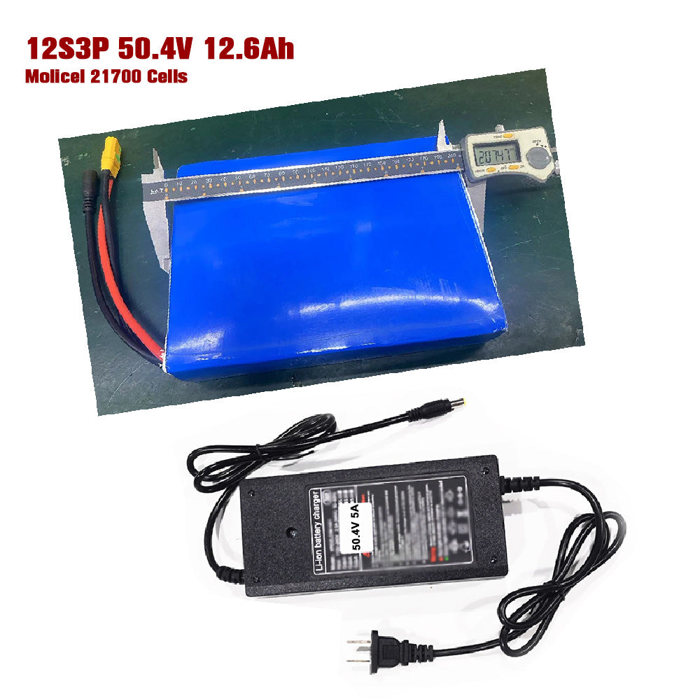 Molicel 21700 Cells 12S3P 50.4V Battery Pack with 5A Charger for Efoil Hydrofoil Boards Electric Foil Assist Skateboard