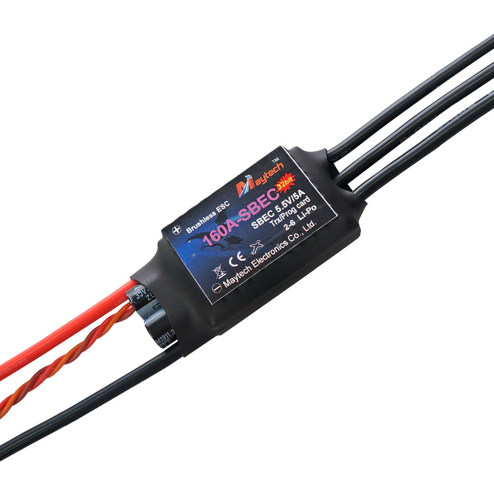Maytech 160A 2-6S SBEC 5.5V/5A Brushless ESC MT160A-SBEC-FP32 Speed Controller for Baitboat RC Airplane Foil Board