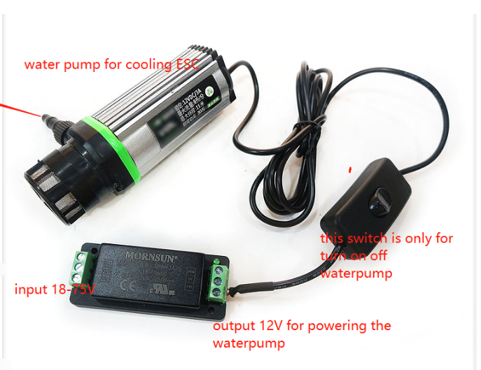 12V 30W Water Pump with 18-75V / 40-160V Convert to 12V DC-DC Module UBEC System for Electric Surfboard Boat Underwater Thruster System
