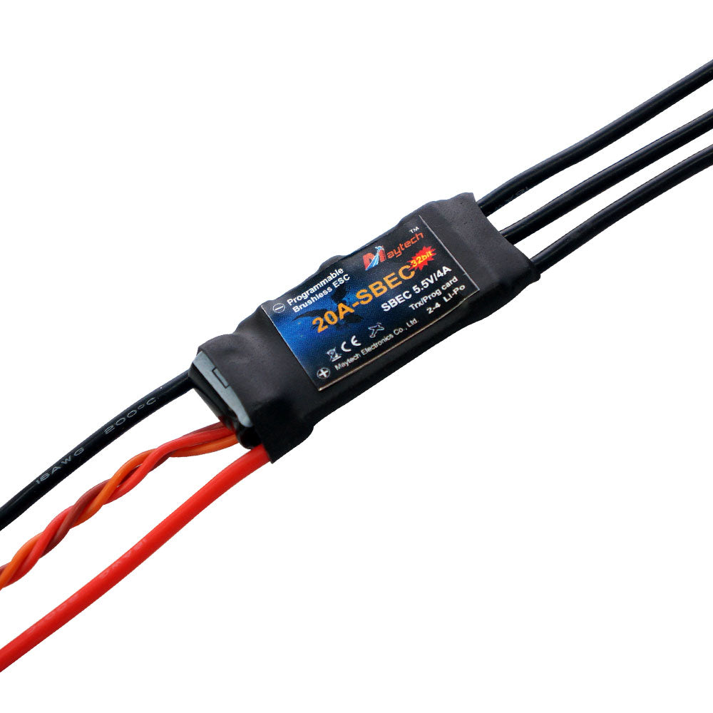 Maytech 20A 2-4S SBEC 5.5V/4A Brushless ESC MT20A-SBEC-FP32 with Falcon Pro 32bit Firmware for RC Fixed Wing Airplanes / Helicopter