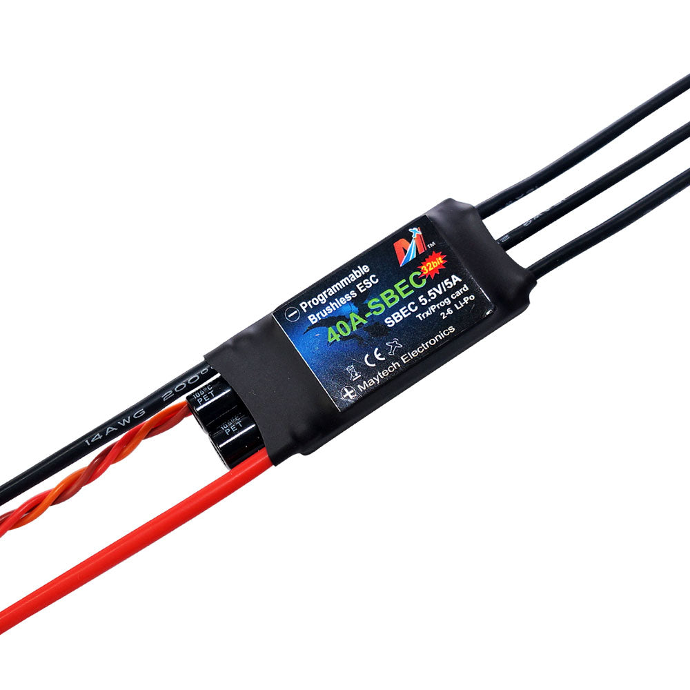 Maytech 40A 2-6S SBEC 5.5V/5A Brushless ESC MT40A-SBEC-FP32 with Falcon Pro 32bit Firmware for RC Fixed Wing Airplanes / Helicopter
