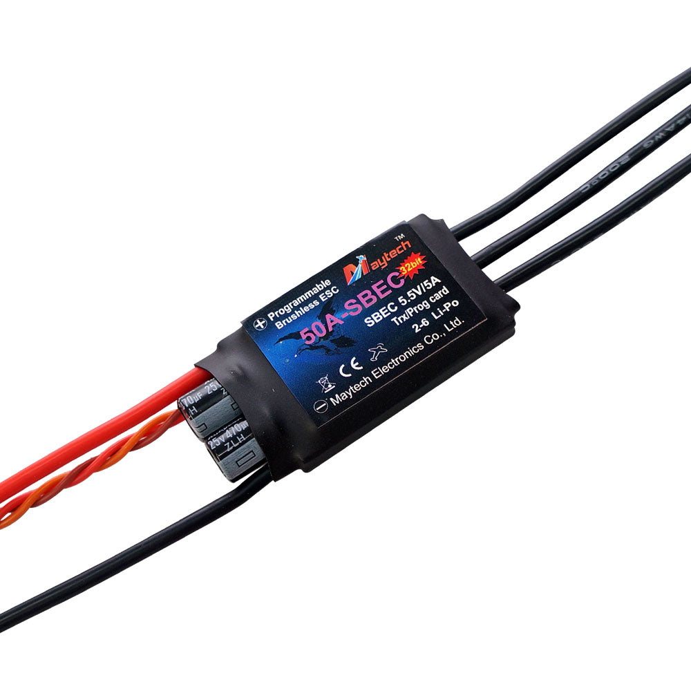 Maytech 50A 2-6S SBEC 5.5V/5A Brushless ESC MT50A-SBEC-FP32 with Falcon Pro 32bit Firmware for RC Fixed Wing Airplanes / Helicopter