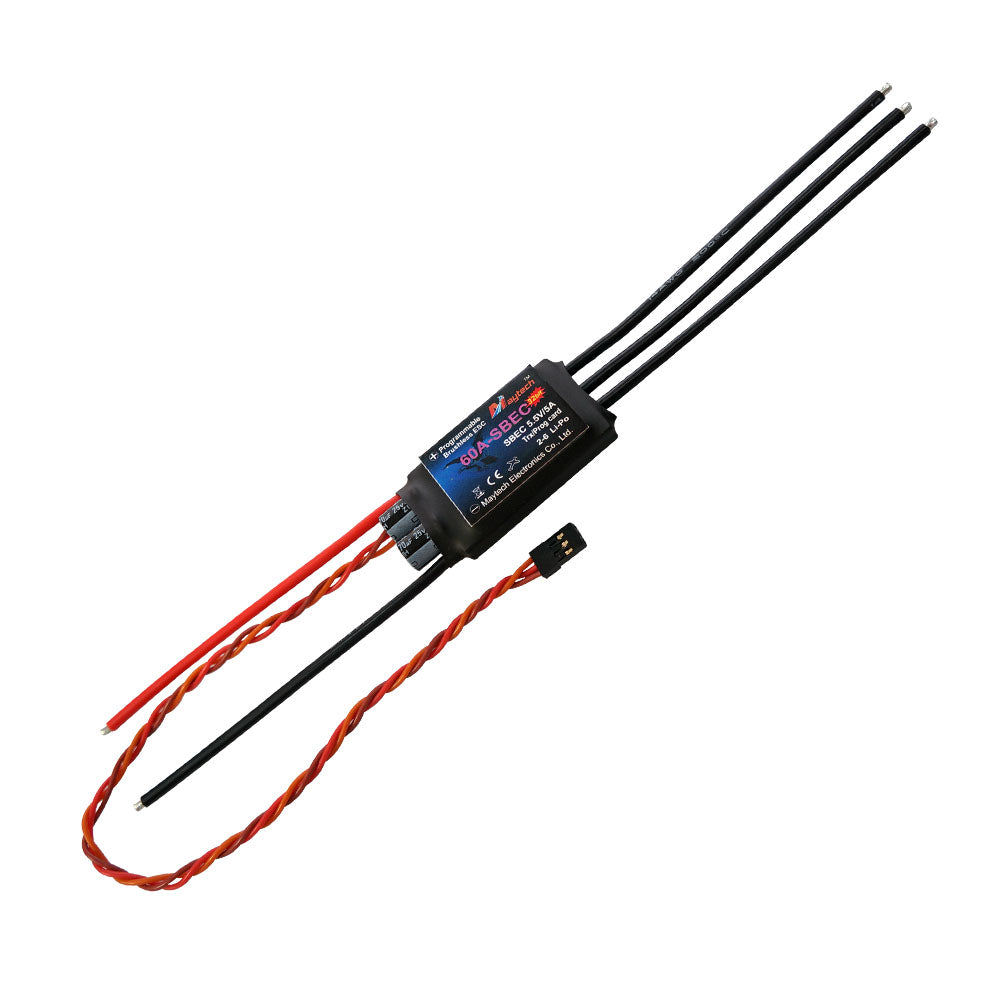 Maytech 60A 2-6S SBEC 5.5V/5A Brushless ESC MT60A-SBEC-FP32 with Falcon Pro 32bit Firmware for RC Fixed Wing Airplanes / Helicopter