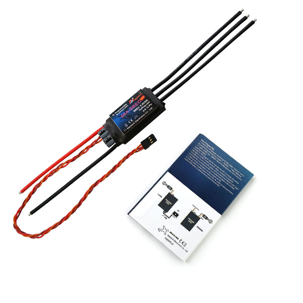 Maytech 60A 2-6S SBEC 5.5V/5A Brushless ESC MT60A-SBEC-FP32 with Falcon Pro 32bit Firmware for RC Fixed Wing Airplanes / Helicopter