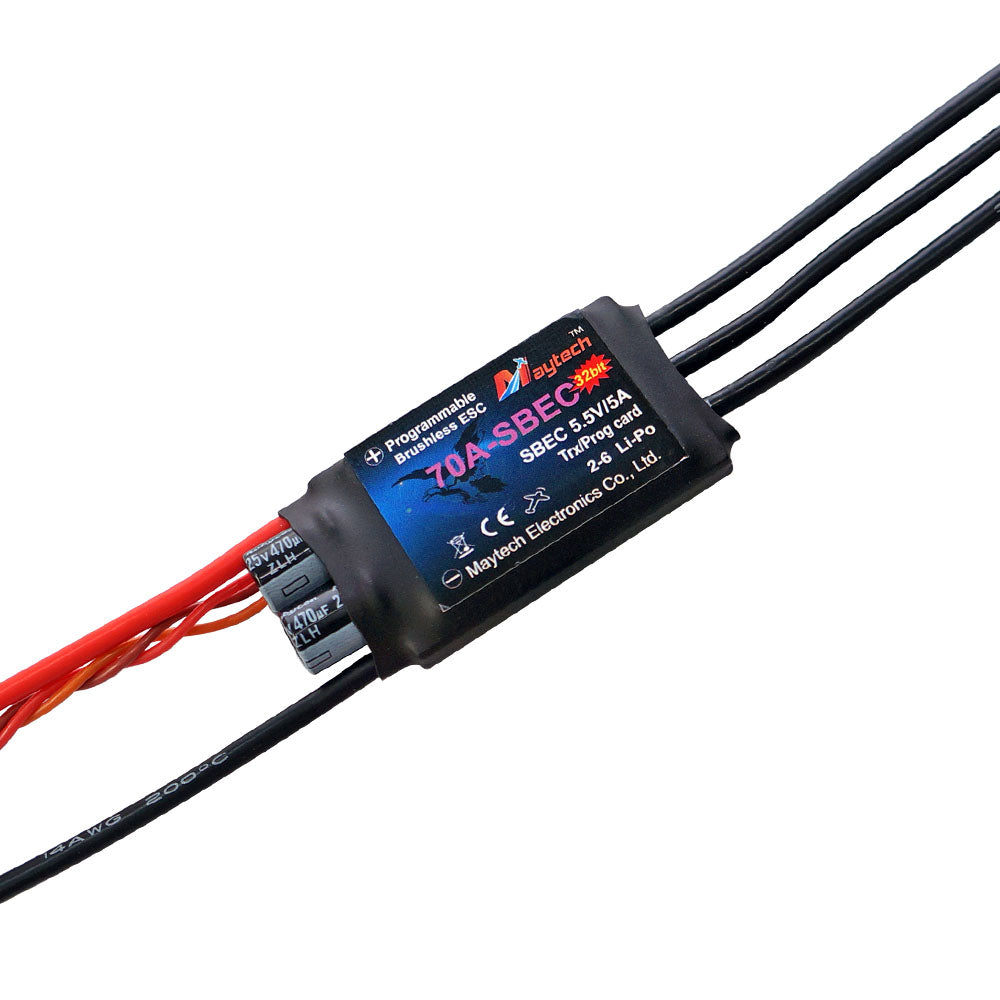 Maytech 70A 2-6S SBEC 5.5V/5A Brushless ESC MT70A-SBEC-FP32 with Falcon Pro 32bit Firmware for RC Fixed Wing Airplanes / Helicopter