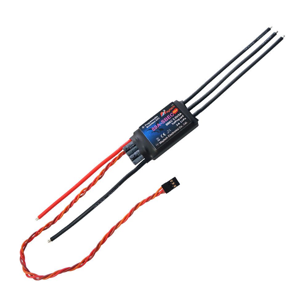 Maytech 80A 2-6S SBEC 5.5V/5A Brushless ESC MT80A-SBEC-FP32 with Falcon Pro 32bit Firmware for RC Fixed Wing Airplanes / Helicopter