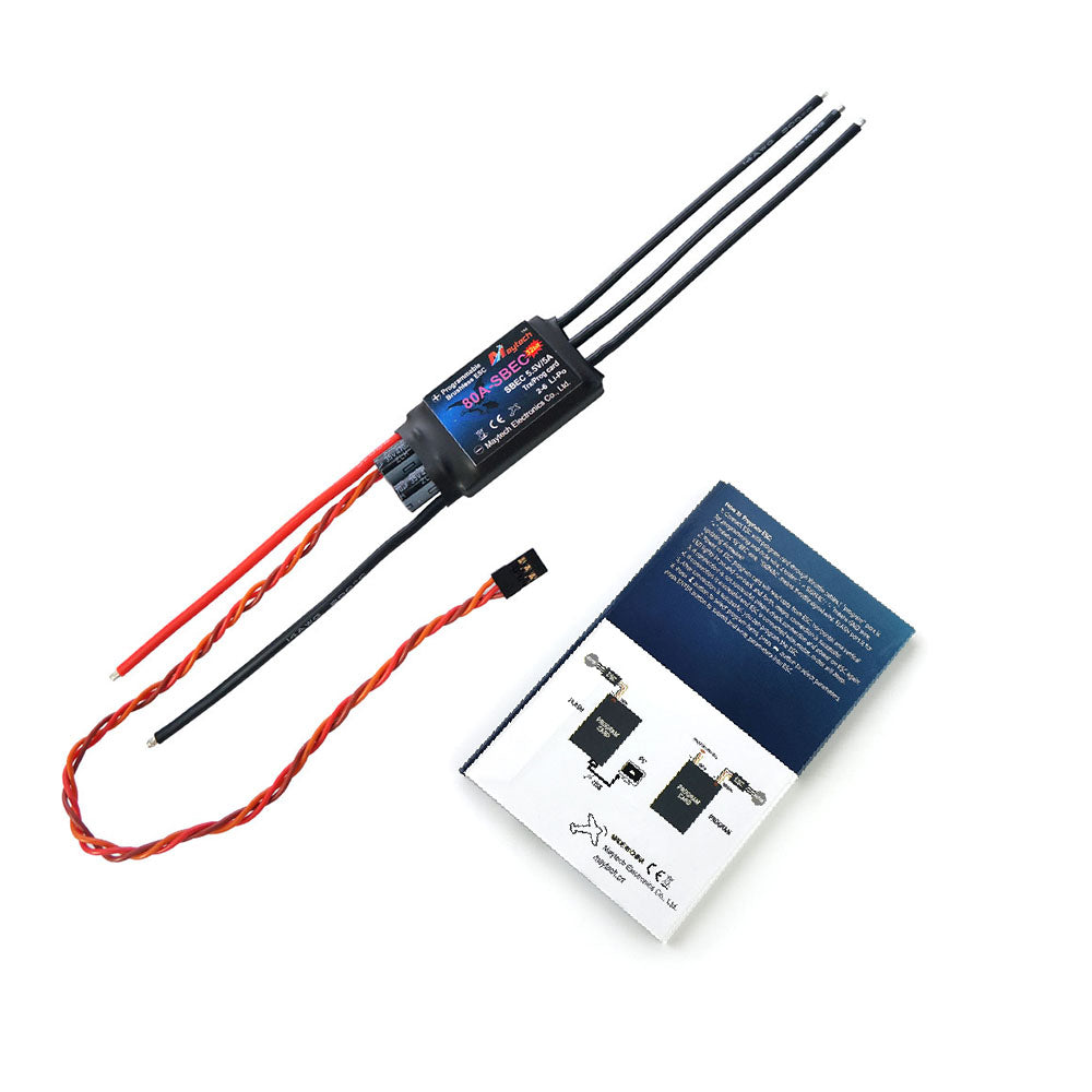Maytech 80A 2-6S SBEC 5.5V/5A Brushless ESC MT80A-SBEC-FP32 with Falcon Pro 32bit Firmware for RC Fixed Wing Airplanes / Helicopter