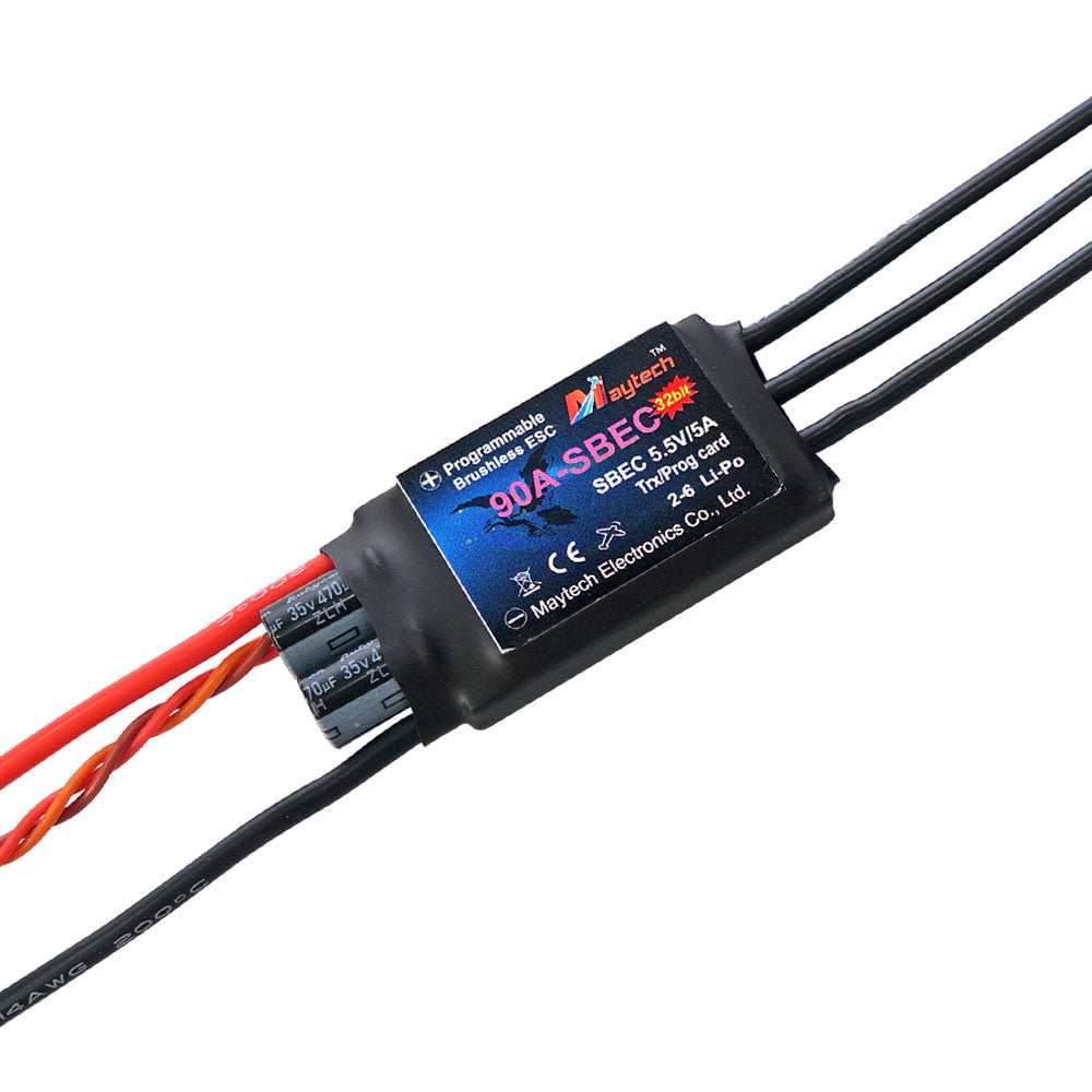 Maytech 90A 2-6S SBEC 5.5V/5A Brushless ESC MT90A-SBEC-FP32 with Falcon Pro 32bit Firmware for RC Fixed Wing Airplanes / Helicopter