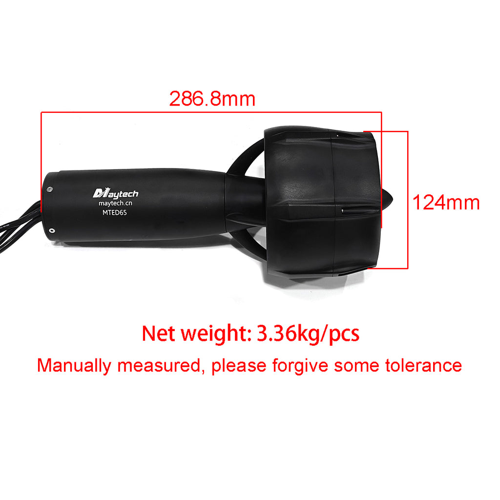 Maytech MTED65 5.5KW Waterproof Efoil Motor with Prop and Prop Guard for Electric Hydrofoil Tow Boogie Underwater Scooter