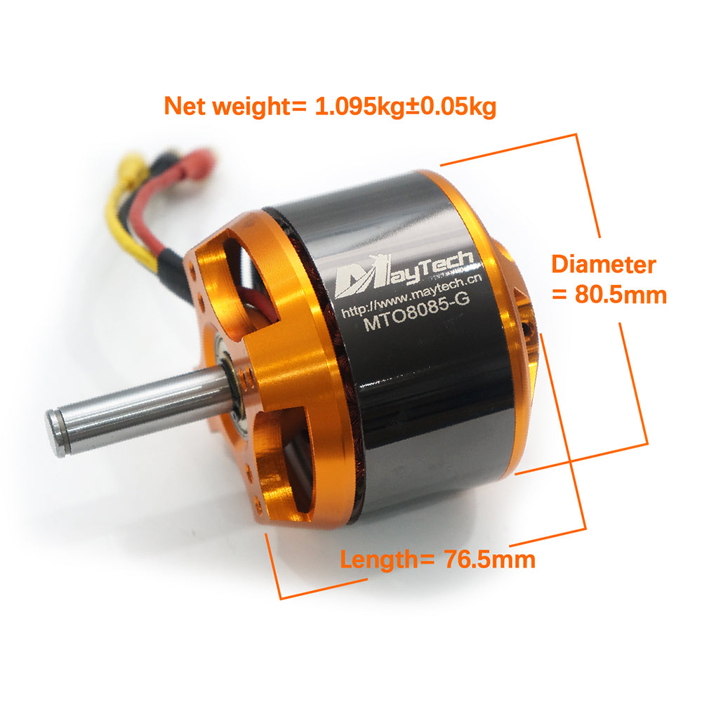 Maytech MTO8085 12mm OD Shaft BLDC Motor Outrunner Sensorless 90KV / 160KV / 250KV for Fixed-wing Aircraft / RC Flight Airplane / Helicopter / FPV Jet
