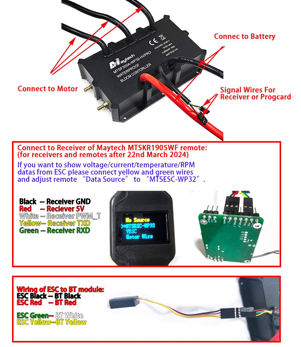 Maytech MTSF300A-WP32-HVPRO Pro 300A 85V Marine ESC Controller Bidirectional for Electric Jetsurf Jetboard Kayak Efoil
