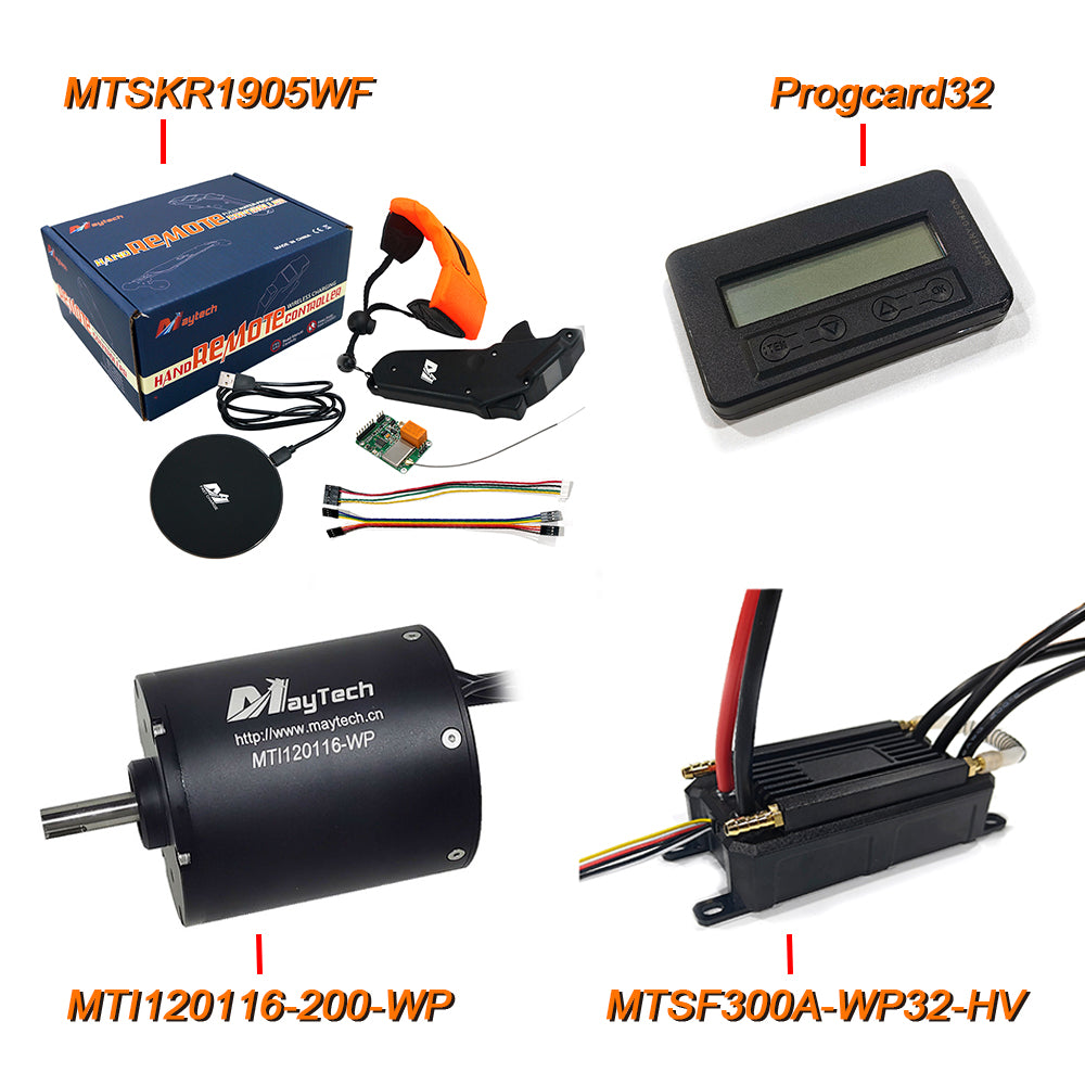 MAYRC Fully Waterproof Kit(300A 32BIT HV ESC+120116 100KV/200KV Brushless Motor+IP68 Remote+Program Card)