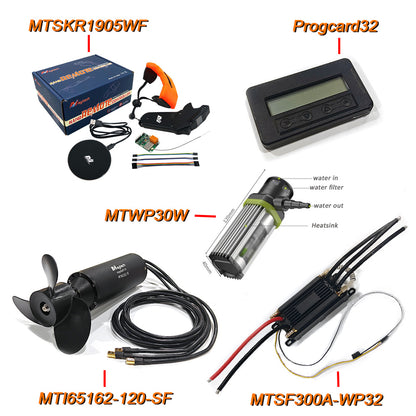 MAYRC Waterproof Kit 300A 6-14S 32BIT ESC 120KV 65162 70182 9.1KW Motor with Propeller and 30W Water pump