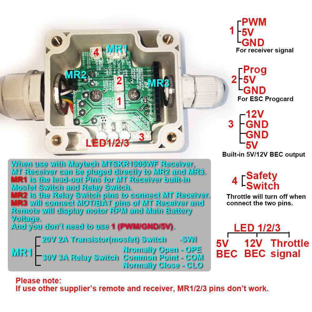 Maytech IP68 Waterproof & Watercooled 500A 60V ESC Marine BLDC Controller for Jetski Electric Boat Surfboard Jetsurf