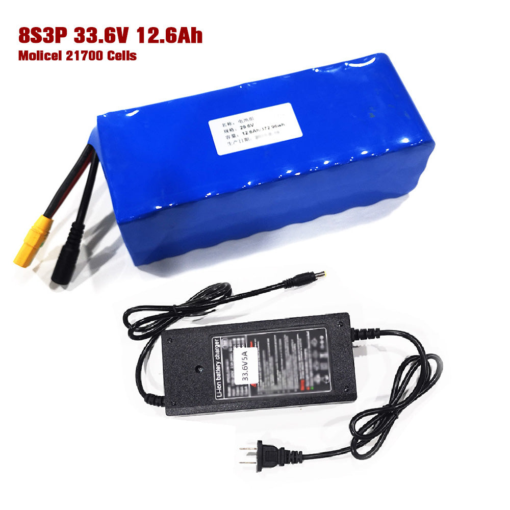 Molicel 21700 Cells 8S3P 33.6V Battery Pack with 5A Charger for Efoil Hydrofoil Boards Electric Foil Assist Skateboard