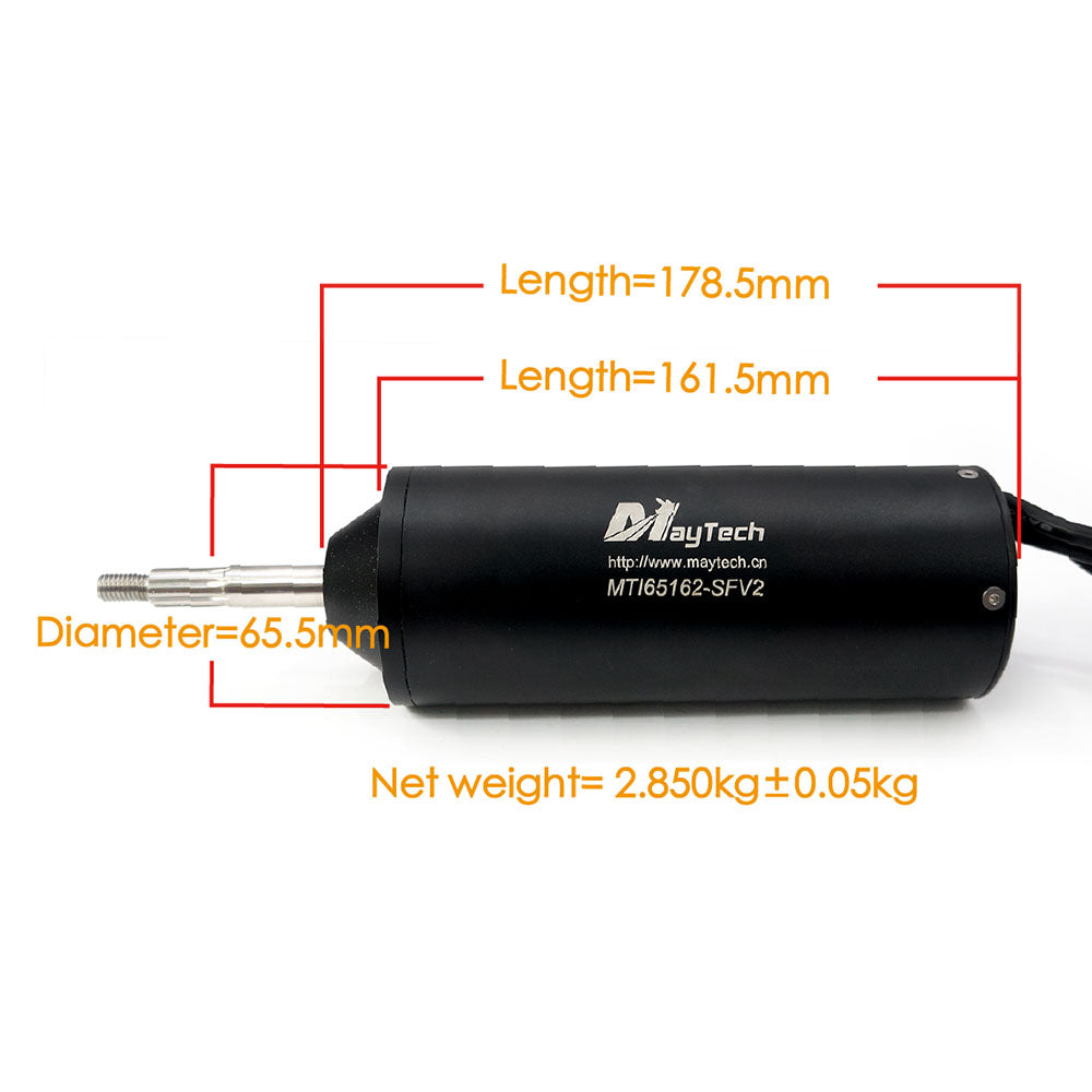 Maytech Brushless Inrunner Motor MTI65162 Fully Waterproof Motor 100KV/120KV/190KV for Eletcirc Surfboard Hydrofoil Efoil Jetsurf Electric Boat Robot