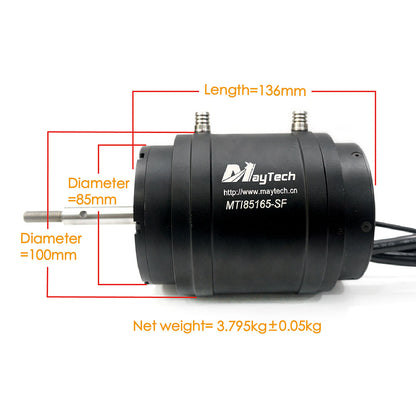 Maytech Brushless Inrunner Motor 200KV MTI85165 Fully Waterproof/Watercooled Motor for Eletcirc Surfboard Hydrofoil Efoil Jetsurf Electric RC Boat