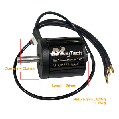 Maytech 6374 170KV Sealed Motor with 10mm Shaft Hall Sensor Dustproof for Esk8 Electric Mountainboard Eskateboard