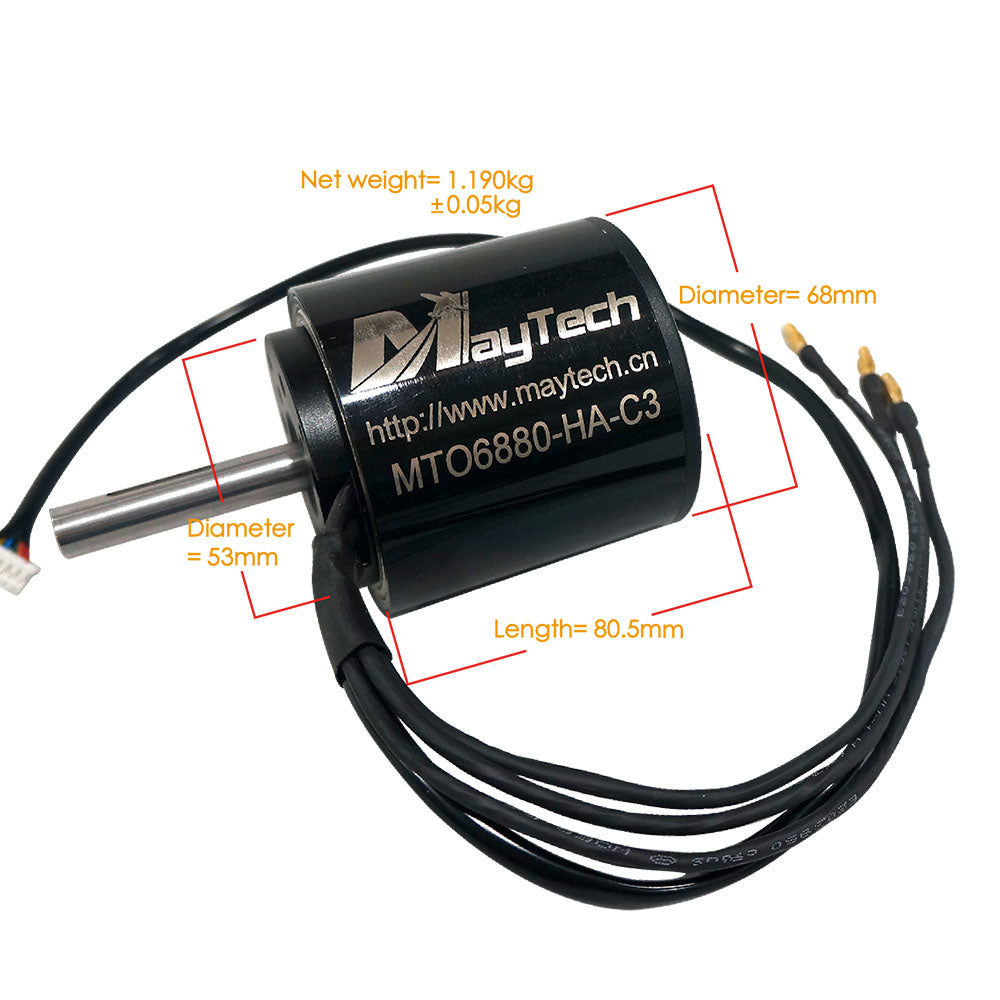 Maytech 6880 190KV Brushless Outrunner Sensored Motor with Big Bearing 10mm Shaft Battle Hardened for Fighting Robot Electric Mountainboard Offroad
