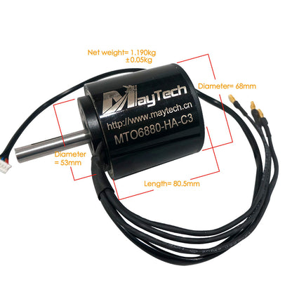 Maytech 6880 190KV Brushless Outrunner Sensored Motor with Big Bearing 10mm Shaft Battle Hardened for Fighting Robot Electric Mountainboard Offroad